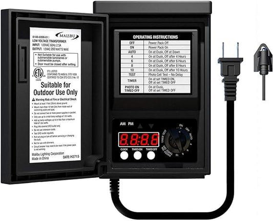 Malibu 200 Watt Power Pack with Sensor and Weather Shield for Low Voltage Landscape - Goods Galore Overstock LLC