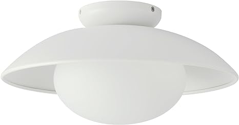 Soft White 15in Semi Flush Mount Ceiling Light Fixture, Bowl Lampshade Style Vintage Close to Ceiling Light