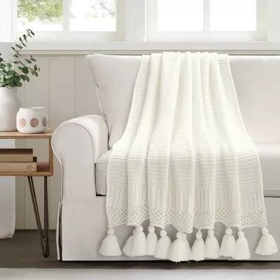50"x60" Boho Knitted Tassel Throw Blanket - Lush Décor - Goods Galore Overstock LLC