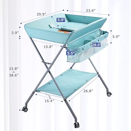 EGREE Baby Portable Folding Diaper Changing Station with Wheels