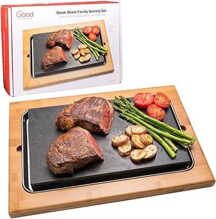 Cooking Platter and Cold XL Lava Rock for Indoor BBQ, Hibachi Grilling Stone