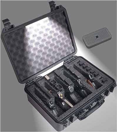Case Club 5 Pistol and 20 Magazine Pre-Cut Heavy Duty Waterproof Case with Included Silica Gel Canister to Help Prevent Gun Rust (Upgraded Gen-3)