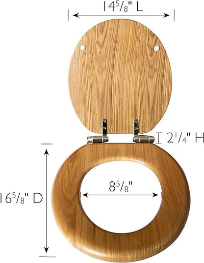 Dalton Toilet Seat Round Soft Close – Honey Oak Rustic Wooden