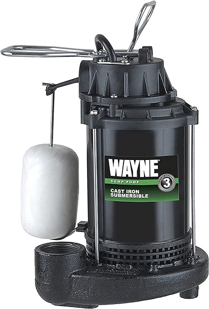 WAYNE 1/3 HP Submersible Cast Iron and Stainless Steel Sump Pump with Integrated Vertical Float Switch