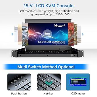 8 Port VGA KVM Switch, 1U Rack Mount KVM with 19" LCD Monitor Keyboard Touchpad - Goods Galore Overstock