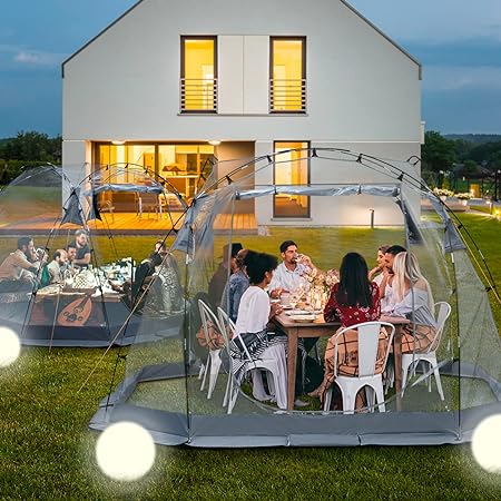 Outdoor Bubble Tent, 10' x 10' Portable Transparent Tent 4-6 Person Screen House