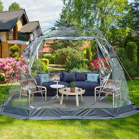 Outdoor Bubble Tent, 10' x 10' Portable Transparent Tent 4-6 Person Screen House