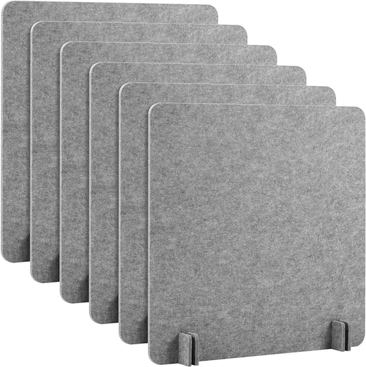 Kisston 6 Pack Acoustic Desk Divider Desk Partition 24 x 24" Stand Up Freestanding Desk Privacy Panel Noise