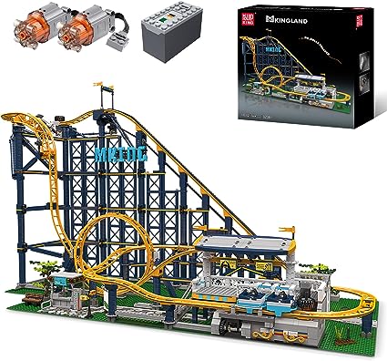Mould King Roller Coaster Building Kit, Amusement Park Funfair Track Construction Blocks Toys with Motors