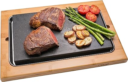 Cooking Platter and Cold XL Lava Rock for Indoor BBQ, Hibachi Grilling Stone