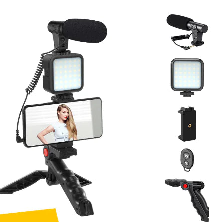 Ultimate Vlogging Kit for Content Creators – High-Quality Audio, LED Video Light, Universal Compatibility