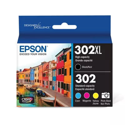 Epson 302XL 5pk Combo Ink Cartridges - Black Photo Black Cyan Magenta Yellow