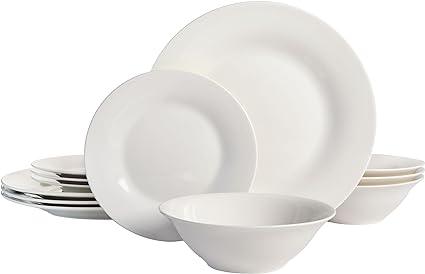 Gibson Home Zen Buffet Round 12 Piece Porcelain Dinnerware Plates and Bowls Set, Scratch & Chip Resistant - Goods Galore Overstock LLC