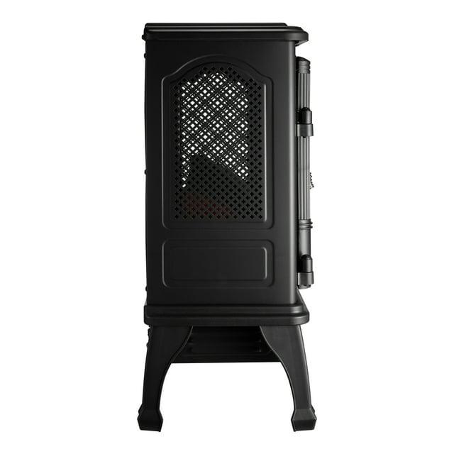 Mainstays 2-Setting 3D Electric Stove Heater with Life-Like Flame, Black - Goods Galore Overstock