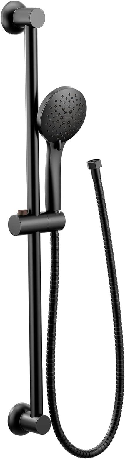 Moen Showering Matte Black Eco-Performance 5-Function Handheld Shower with 30-Inch Slide Bar and 69-Inch Hose - Goods Galore Overstock LLC