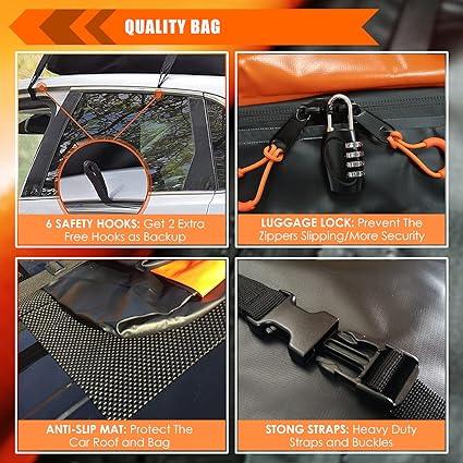 Rooftop top Cargo Carrier Bag Waterproof 15 Cubic feet for All Cars with/Without Rack - Goods Galore Overstock LLC