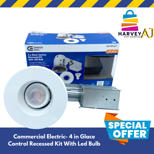 Commercial Electric 4 in. White LED Swivel Baffle Round Trim Kit with LED Bulb